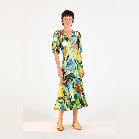 FARM Rio Vintage Toucans Plunge Neck Dress - Picture 2 of 8